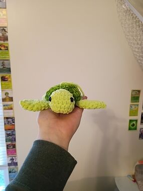 Handmade Green Plush Turtle Stuffed Animal